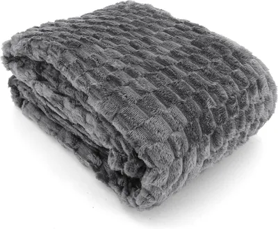 Produktbild von Heimtexland ® super flauschige Flanell Kuscheldecke XL 150x200 Wohndecke  Sofadecke Typ905 Anthrazit grau