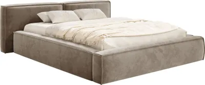 Produktbild von Selsey Tilves Low – Polsterbett 180x200 mit Bettkasten und Lattenrost, Velours, hellbraun