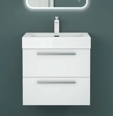 Produktbild von Mai & Mai Badmöbelset Komplett Set Waschbeckenunterschrank 60cm Unterschrank mit Waschschbecken aus Mineralguss Quadratto