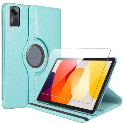 Image de Coque + Verre Trempé pour Xiaomi Redmi Pad SE 11 Pouces, Protection Etui Rotatif 360° - Bleu