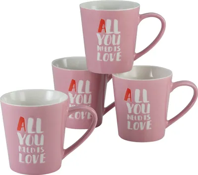 Produktbild von CreaTable, 33032, Love Collection Rosa, Kaffeebecher 4-tlg, Porzellan