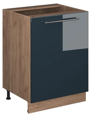 Obrázok produktu pre Kuchynská spodná skrinka Vicco Fame-Line Tmavo modrá vysoký lesk/Dub Goldkraft 60 cm 1 dvere bez pracovnej dosky, Model 65201