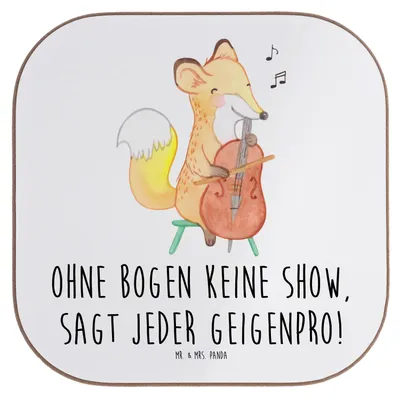 Produktbild von Mr. & Mrs. Panda Tassen Untersetzer Geige Bogen - Weiß - Geschenk, Folklore, Musiker, Tischuntersetzer, Coaster, für Gläser, Lernen, Orchester, Tasse, Violinist, Musik