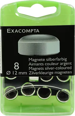 Immagine prodotto di Exacompta, confezione da 8 magneti Ø 12 mm, argento