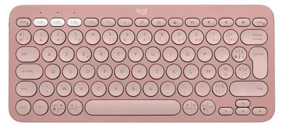 Zdjęcie produktu dla Logitech Pebble Keys 2 K380s, Mini, Bezprzewodowy, Bluetooth, Przełącznik nożycowy, AZERTY, Różowy