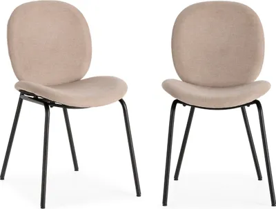 Obrázek produktu pro Sada 2 látkových židlí s černými kovovými nohami, šířka 45 cm - CORI