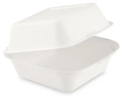 Produktbild von 50x Hamburgerbox Sandwichbox aus Zuckerrohr 152x150x78mm