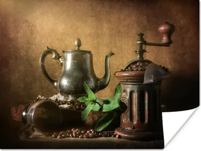 Produktbild von MuchoWow® Poster Alte Kaffeebohnenmaschine 80x60 cm - Kunst für zu Hause