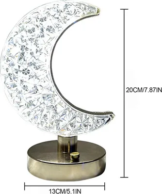 Produktbild von Mond Tischlampe Kreative Mondform Kristall Nachtlicht Nachttischlampe Romantische Desktop Nachttisch Dekorlampe
