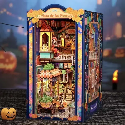 Image de Maison miniature Book Nook - Fête sous les Lanternes - Puzzle 3D - 350 pièces - Maison miniature en bois - avec LED