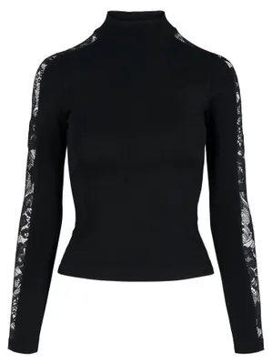 Immagine prodotto di Urban Classics - Top con dettagli in pizzo per donna a maniche lunghe TN1442 (4XL) (nero)