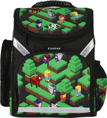 Produktbild von Pixel Game Schulranzen ergonomischer Ranzen Federmappe Turnbeutel Aufgabenheft Grundschule 4er Set. Geeignet ab der ersten Klasse der Grundschule