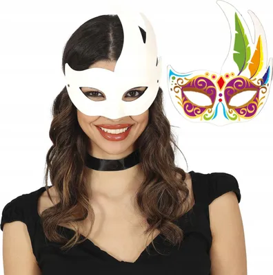 Productafbeelding van Carnavalsmasker, creatief ontwerp, Venetiaans, wit, kleurrijk, zelf te decoreren, kleur: wit