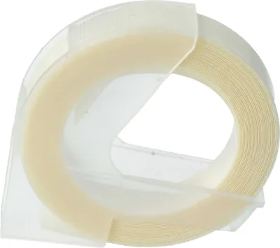Produktbild von vhbw 3D Prägeband-Schriftband-Kassette kompatibel mit Dymo 1880, 747861, 814580, 20008CP Etiketten-Drucker 3m x 9mm Weiß auf Transparent