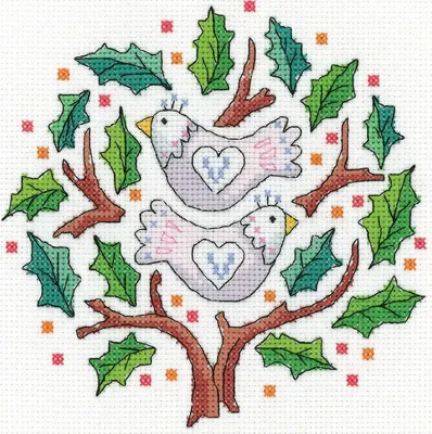 Zdjęcie produktu dla Wycofany szablon do haftu krzyżykowego Heritage "Two lovebirds", KCTD1601-C