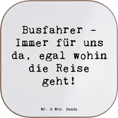 Produktbild von Mr. & Mrs. Panda Tischuntersetzer Spruch Busfahrer Held - Weiß - Geschenk, Aufmerksamkeit, Dankbarkeit, Handgemacht, Tassenuntersetzer, Untersetzer Tee, Holzuntersetzer