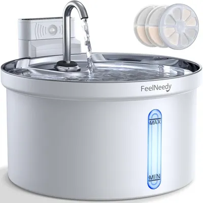 Produktbild von Katzenbrunnen Kabellos mit Sensor 3,5L Weiß mit 3 Filtern und Akku 4000mAh, leise, batteriebetrieben