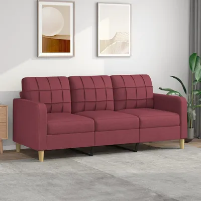 Produktbild von ZMH 3-Sitzer-Sofa Weinrot 180 cm Stoff