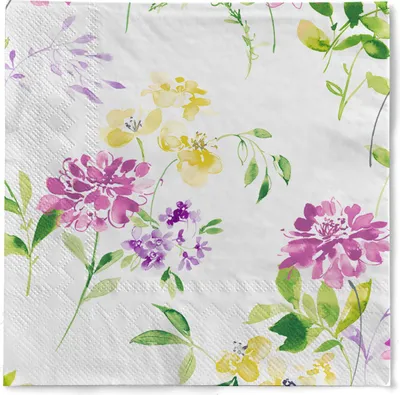 Produktbild von MANK Serviette Esther aus Tissue 3-lagig, 40 x 40 cm, 1/4 Falz, 100 Stück - Floral