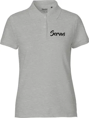 Produktbild von Huuraa Damen Polo Shirt Servus Schriftzug XXL Sport Grey Bio Baumwolle Fairtrade Poloshirt Geschenkidee