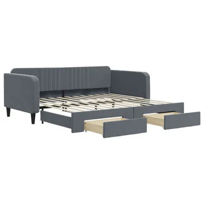 Produktbild von Tagesbett Ausziehbar mit Schubladen Dunkelgrau 100x200 cm Samt