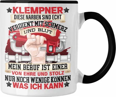 Produktbild von Trendation - Klempner Tasse Geschenk Handwerker Geschenkidee Spruch für Männer (Schwarz)