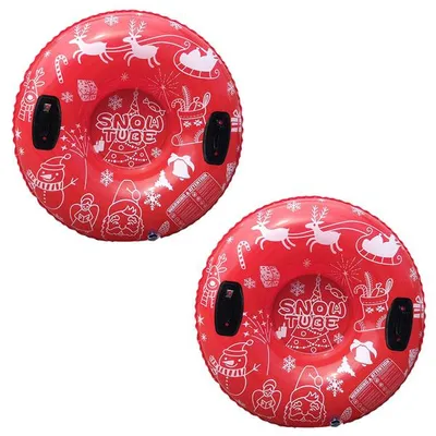 Image de lot de 2 Snowtube PVC gonflables 135 kg de charge, luges gonflables pour enfants et adultes - SNOWRIDER Rouge