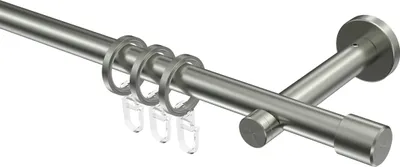 Produktbild von Interdeco Gardinenstange / Vorhangstange Edelstahl, Typ Enorma Casa (Kappe), 16 mm Ø 1-läufig, 440 cm