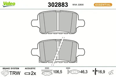 Immagine prodotto di Set di pastiglie freno posteriori VALEO per OPEL INSIGNIA Caravan 302883