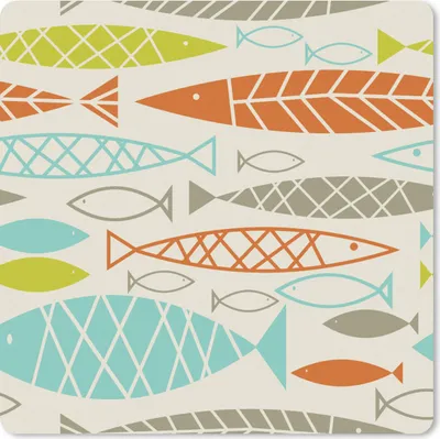 Produktbild von MuchoWow® Mauspad Mousepad Fisch - 50er Jahre - Muster 20x20 cm - Mousepads - Maus Mat - Pad - Mausunterlage - Desk Mat - Bureauartikeln