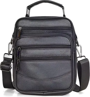 Productafbeelding van CarryQuest® - Heren schoudertas van leer, 20x24x8 cm, zwart