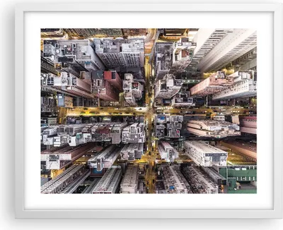Produktbild von Gerahmtes Poster - Weißer Rahmen - Metropole Luftaufnahmen Straße - 50x40 cm - Wand Bild - Wanddeko - Wandbilder - Kunstposter - Wandposter - Bilderrahmen - Bilder - Kunstdruck - P2WAA50x40-4507