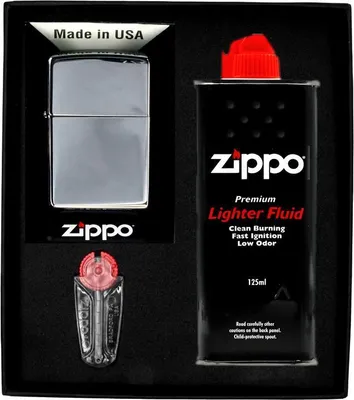 Produktbild von ZIPPO Feuerzeug Set CHROM HOCHPOLIERT Geschenk Nr. 1