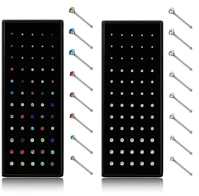Obrázok produktu pre Dailygoody - Náušnice bez piercingu - Súprava 100 kusov - Hypoalergénna nerezová oceľ 316L - Vhodné pre dámy aj pánov - Veľkosti 20G a 22G - Náušnice vhodné pre chrupavku