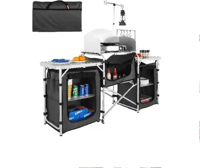 Image de Cuisine de camping - Cuisine d'extérieur - Pliable - 174x110x46 cm - Armoire de camping - Inclut une sacoche de rangement