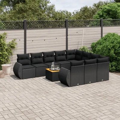 Produktbild von CLORIS 11-tlg. Garten-Sofagarnitur mit Kissen Schwarz Poly Rattan 2024
