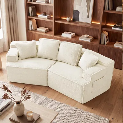 Immagine prodotto di Divano COMHOMA, 2 posti, 228 x 75 x 67 cm, divano modulare trasformabile in letto, divano imbottito, con tasca portaoggetti, divano con funzione letto, non richiede montaggio