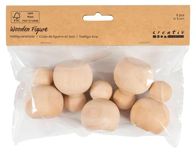 Image de Formes en bois, diamètre d'environ 5 cm - 5 pièces.