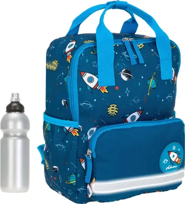 Produktbild von Kinderrucksack Jungen Rucksack Kinder Fabrizio Backpack Kids Kindergartenrucksack Kindergartentasche Tasche Kindertasche Kindi klein Mädchen 20644 5000 Weltraum Space Sience + Trinkflasche bagboom®