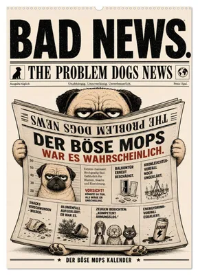 Produktbild von Der böse Mops war es wahrscheinlich. (Wandkalender 2027 DIN A2 hoch), CALVENDO Monatskalender