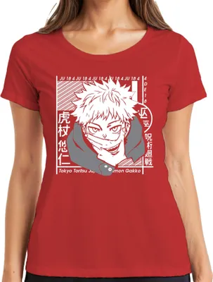 Produktbild von Jujutsu Kaisen Itadori Yuji Anime Manga Fan Geschenk Cosplay Damen T-Shirt, Rot, 3XL