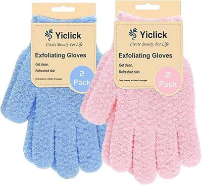 Produktbild von 4 Peeling Handschuhe für Peeling - Körperpeeling, Duschen Schwamm und Rückenbürste