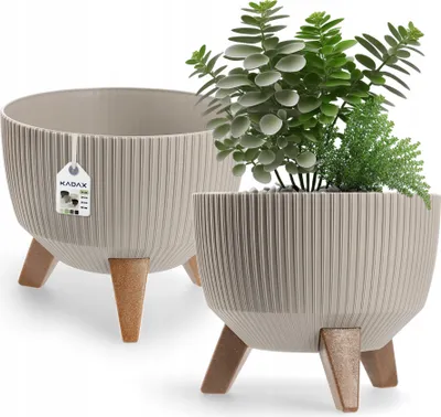 Produktbild von KADAX plastový kvetináč "Milis", kvetináč s tromi zásuvnými podstavcami, sivý, 24 cm