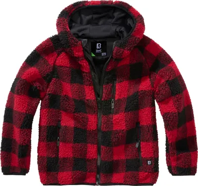Produktbild von Brandit Jacke Uni Kids Teddyfleecejacket rot/schwarz 170/176