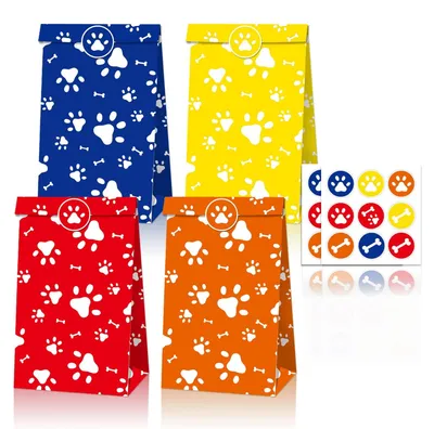 Productafbeelding van Set van 12 Hondenpoot Cadeautassen voor Feestjes