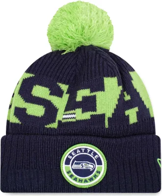 Produktbild von New Era NFL Seattle Seahawks Cold Weather Sport Knit Mütze Erwachsene dunkelblau / hellgrün OS