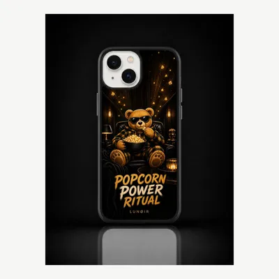 Productafbeelding van iPhone 14 hoesje, telefoonhoesje, beschermhoesje, case met popcornmotief – LUNØIR ©
