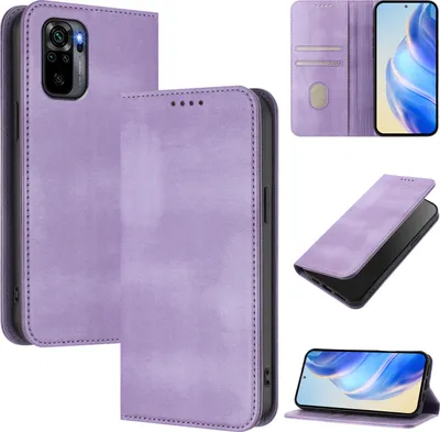 Obrázek produktu pro Pouzdro pro Xiaomi Redmi Note 10 4G/Note 10s, vintage kožené pouzdro s RFID ochranou, přihrádkami na karty, stojánkem Fialový