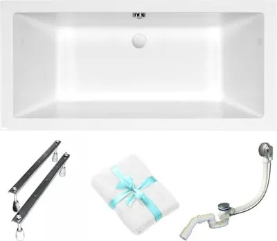 Produktbild von Cersanit | Badewanne - Rechteckige Badewanne Intro - 160x75cm - Mit Syphon Und Füßen - Acrylwanne - Weiß