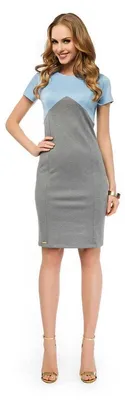 Produktbild von Damen MiniKleid Kleid Tunika Top Style; Babyblau/Grau/42